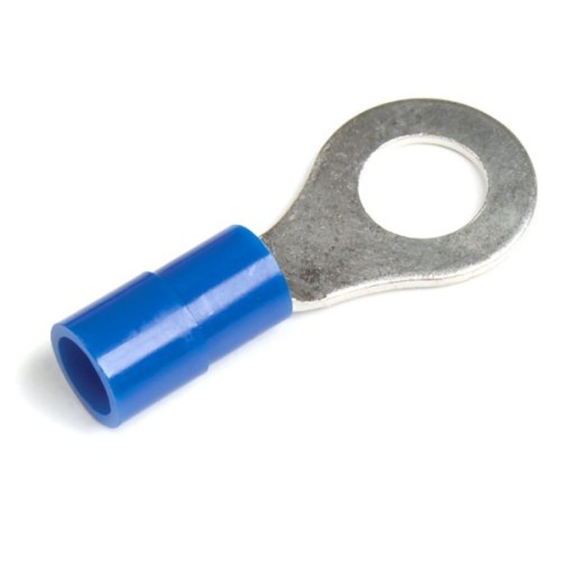 Vinyl Insulated Blue Ring Terminal 6 Gauge 5/16 Stud – 10 or 100 Pack