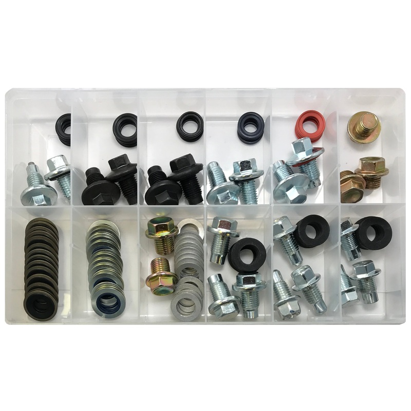 114 Piece Oil Drain Plug & Gasket Assortment Kit – For Newer Car Applications