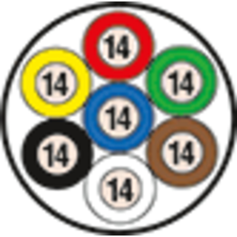 14/7 Trailer Wire – 100 FT Cable – WH RD GN BR BK YL BL