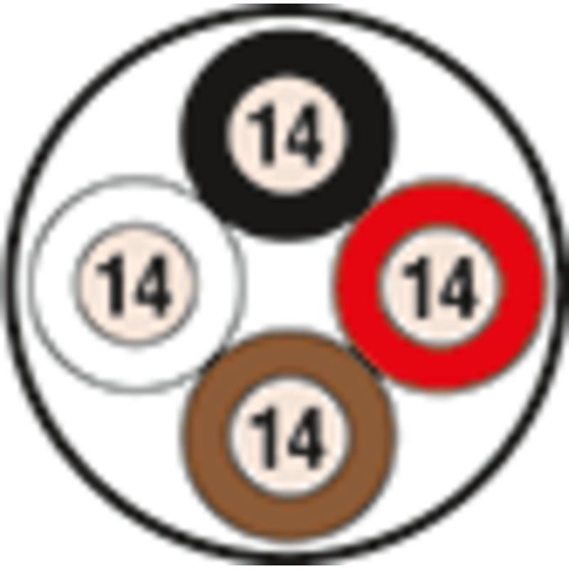 Quad 14/4 Trailer Wire – 100 FT Cable – BK RD BR WH