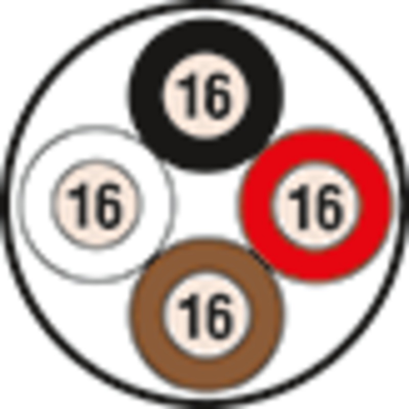 Quad 16/4 Trailer Wire – 100 FT Cable – BK RD BR WH