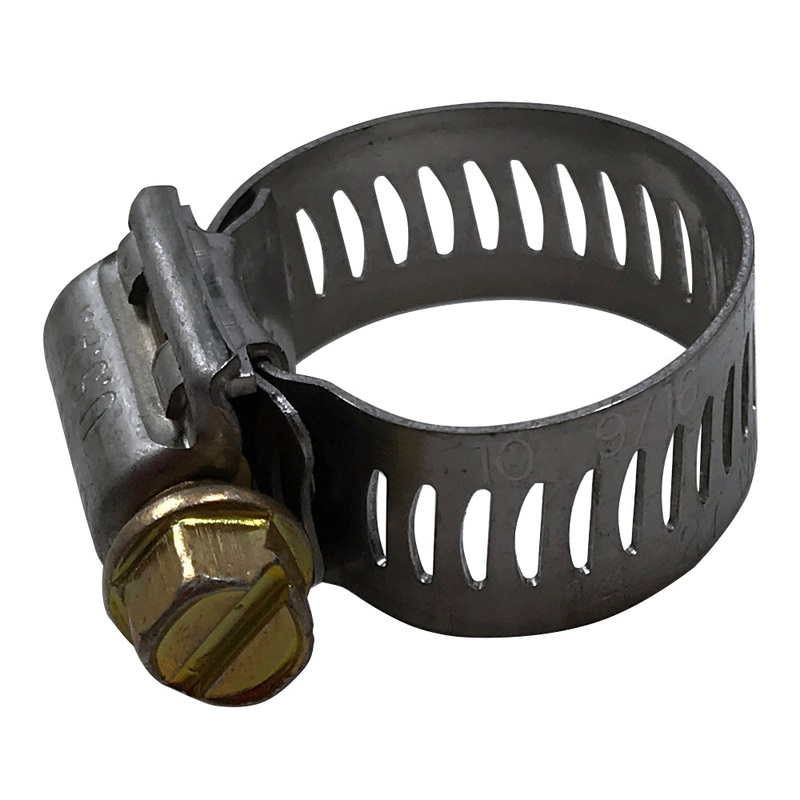 SAE #10 Stainless Steel Worm Gear Hose Clamp – 9/16 to 1-1/16 – 1/2 Band – 10 or 100 Pack – Made in USA