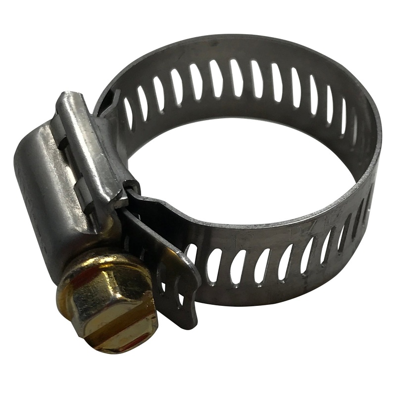 SAE #12 Stainless Steel Worm Gear Hose Clamp – 11/16 to 1-1/4 – 1/2 Band – 10 or 100 Pack – Made in USA