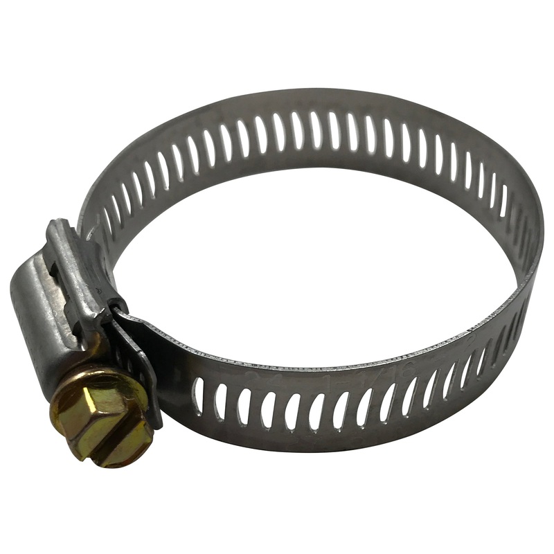 SAE #24 Stainless Steel Worm Gear Hose Clamp – 1-1/16 to 2 – 1/2 Band – 10 or 100 Pack – Made in USA