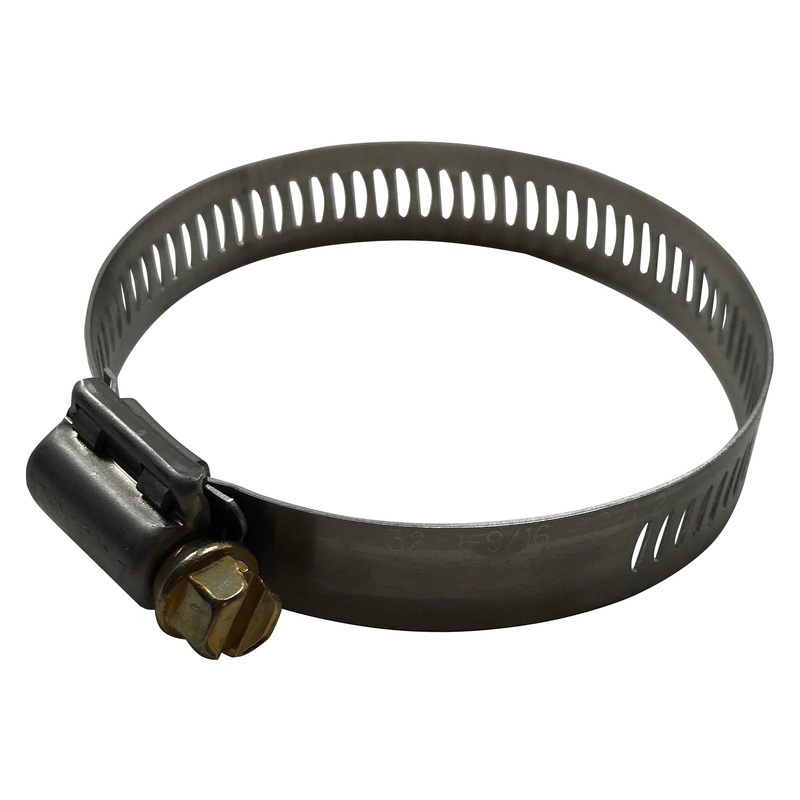 SAE #32 Stainless Steel Worm Gear Hose Clamp – 1-9/16 to 2-1/2 – 1/2 Band – 10 or 100 Pack – Made in USA
