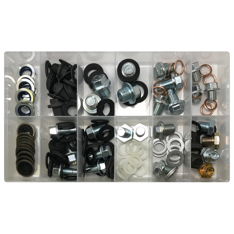 163 Piece Large Oil Drain Plug And Gasket Assortment Kit