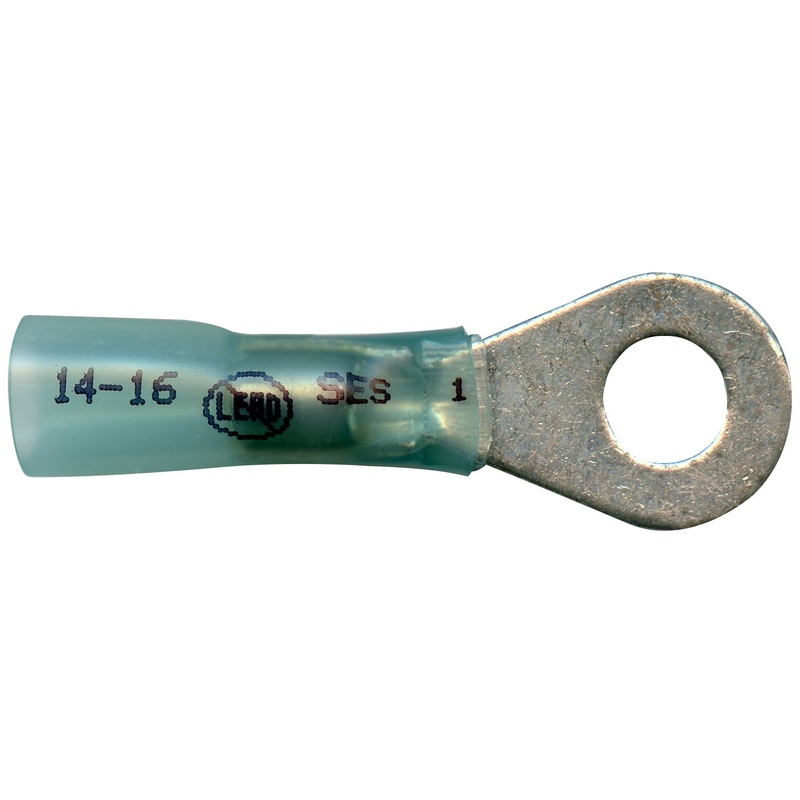 Elektralink Heat Shrink & Solder Blue Ring Terminal 16-14 Gauge 1/4 Stud – 10 to 500 Pack