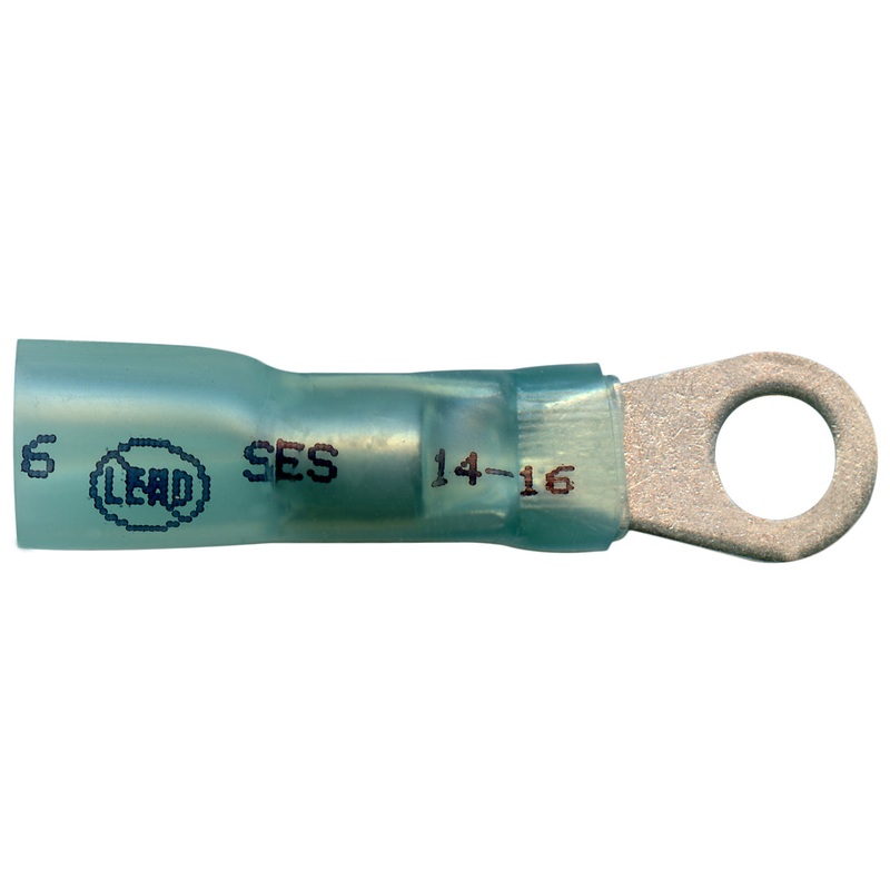 Elektralink Heat Shrink & Solder Blue Ring Terminal 16-14 Gauge #10 Stud – 10 to 500 Pack