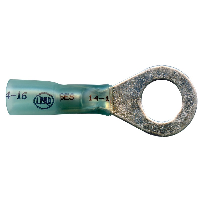 Elektralink Heat Shrink & Solder Blue Ring Terminal 16-14 Gauge 3/8 Stud – 10 to 500 Pack