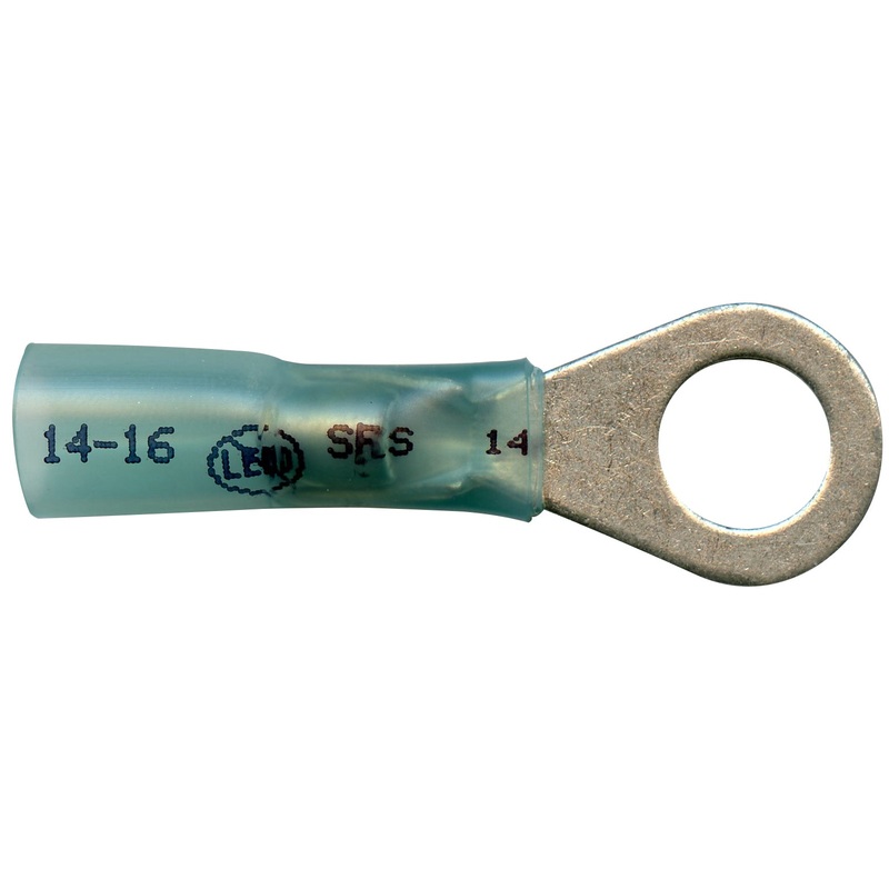 Elektralink Heat Shrink & Solder Blue Ring Terminal 16-14 Gauge 5/16 Stud – 10 to 500 Pack
