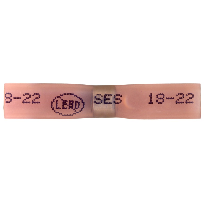 Elektralink Heat Shrink & Solder Red Butt Connector Terminal 22-18 Gauge – 10 to 500 Pack