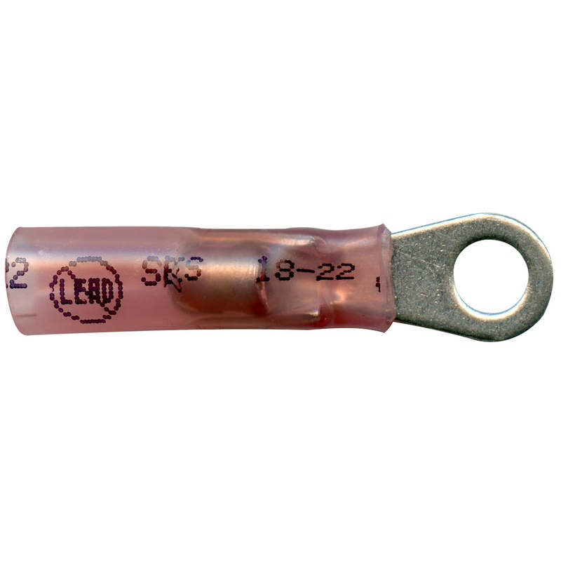 Elektralink Heat Shrink & Solder Red Ring Terminal 22-18 Gauge #10 Stud – 10 to 500 Pack