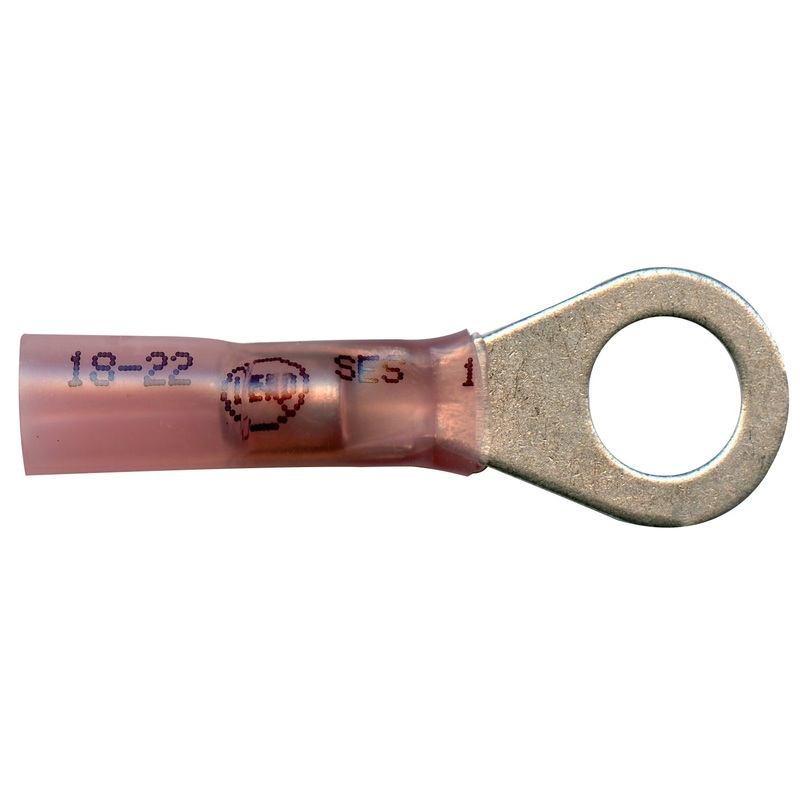 Elektralink Heat Shrink & Solder Red Ring Terminal 22-18 Gauge 5/16 Stud – 10 to 500 Pack