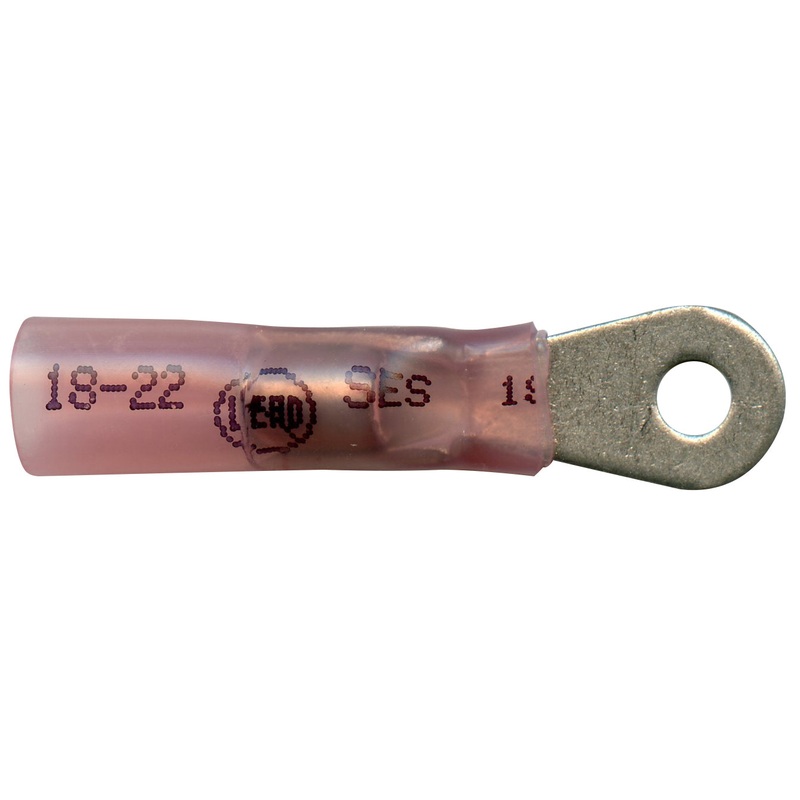 Elektralink Heat Shrink & Solder Red Ring Terminal 22-18 Gauge #6 Stud – 10 to 500 Pack