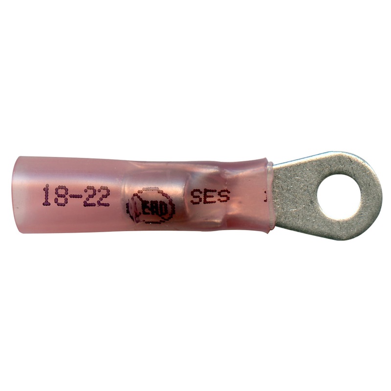 Elektralink Heat Shrink & Solder Red Ring Terminal 22-18 Gauge #8 Stud – 10 to 500 Pack