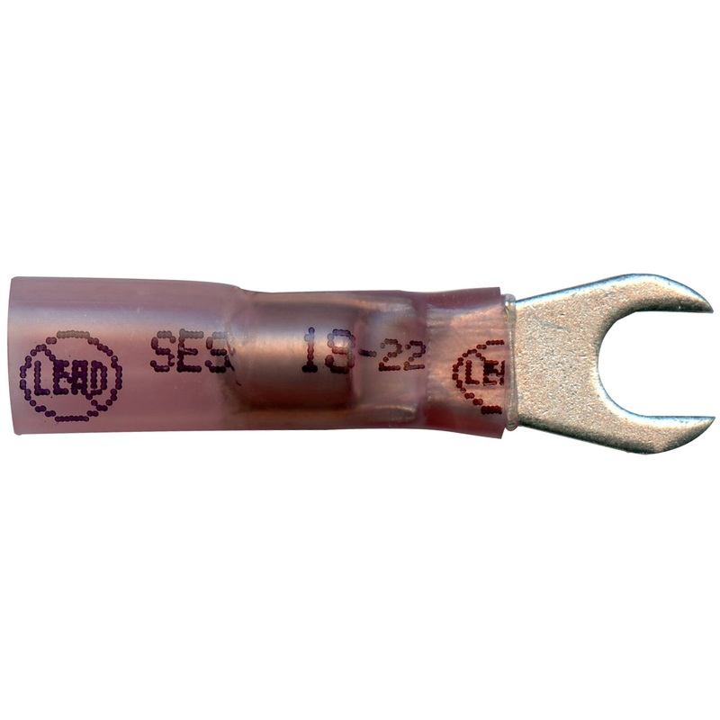 Elektralink Heat Shrink & Solder Red Spade Terminal 22-18 Gauge #10 Stud – 10 to 500 Pack