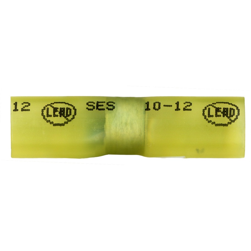 Elektralink Heat Shrink & Solder Yellow Butt Connector Terminal 12-10 Gauge – 10 to 500 Pack