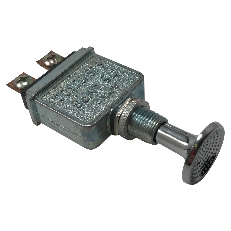 Heavy Duty Push-Pull Switch – 6-28V DC – 75A SPST – Chrome Metal Knob – 15/32 Mounting Hole