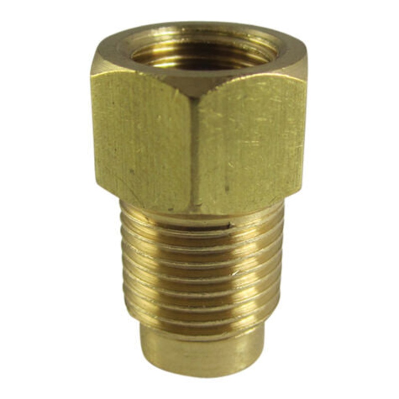 Brass Brake Line Adapter – 3/16 Female (3/8-24) to 1/4 Male (7/16-24) – Inverted Flare