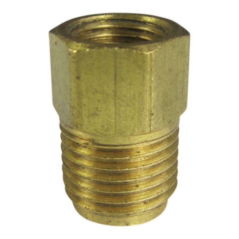 Brass Master Cylinder Adapter – 1/4 Line – 7/16-24 Female to 9/16-18 Male Inverted Flare – Each