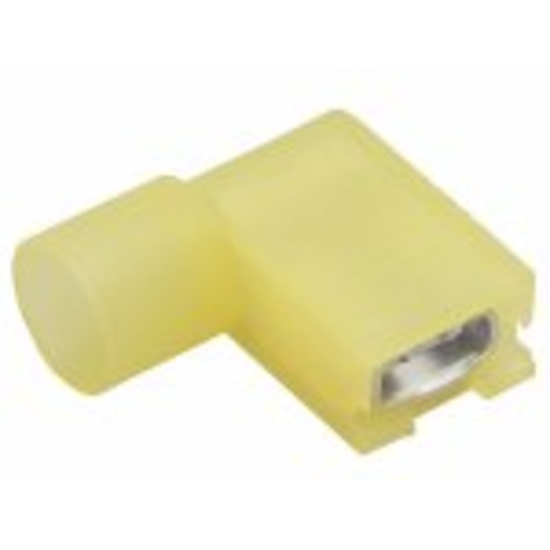 Nylon Insulated Yellow Flag Terminal Quick Disconnect Connector 12-10 Gauge .250 Tab – 25 Pack