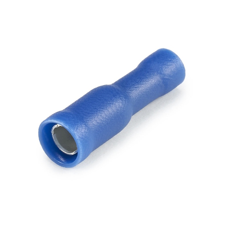 Vinyl Insulated Blue Female Bullet Connector 16-14 Gauge .195 Tab – 100 Pack