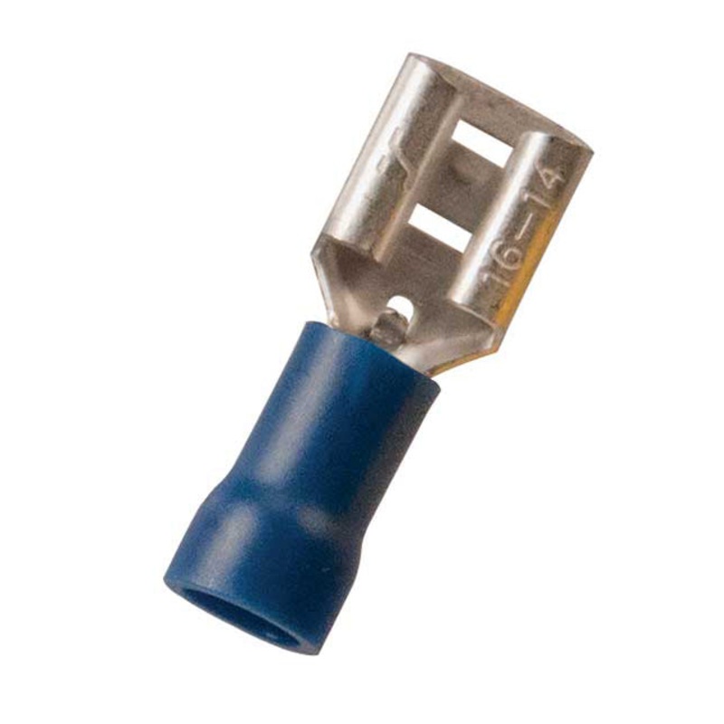 Vinyl Insulated Blue Female Quick Disconnect Connector 16-14 Gauge .205 Tab – 100 or 300 Pack