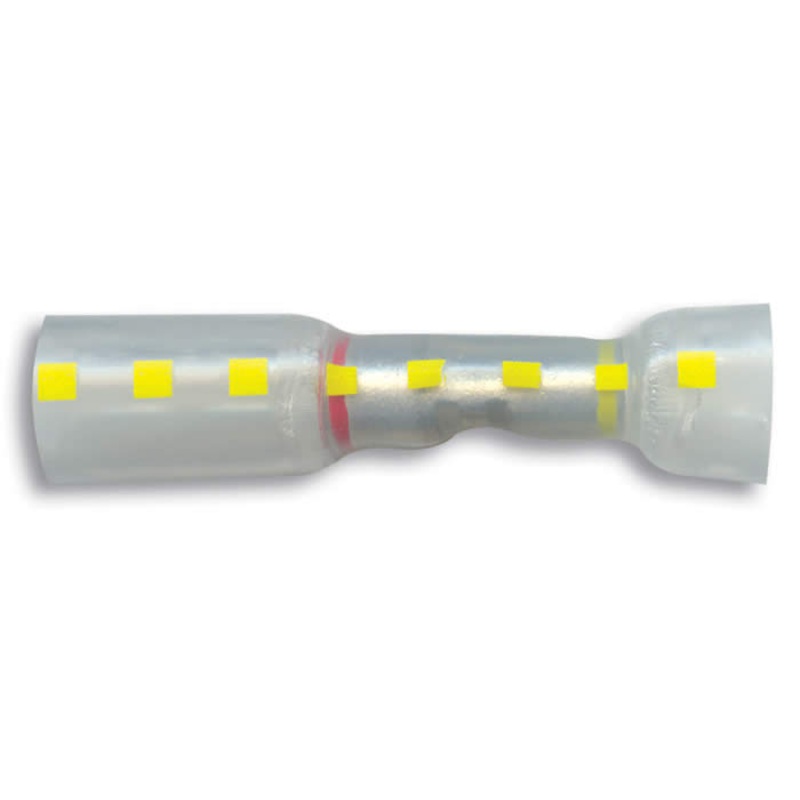 12-10 AWG Hydralink Heat Shrink In-Line Butt Connector – Yellow Dash – 5 or 50 Pack – Made in USA