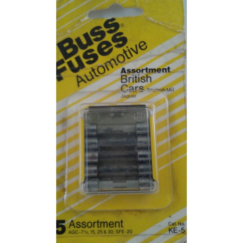 5 pc Bussmann British Car Glass Fuse Kit AGC 7.5, 15, 25 & 30 SFE 20