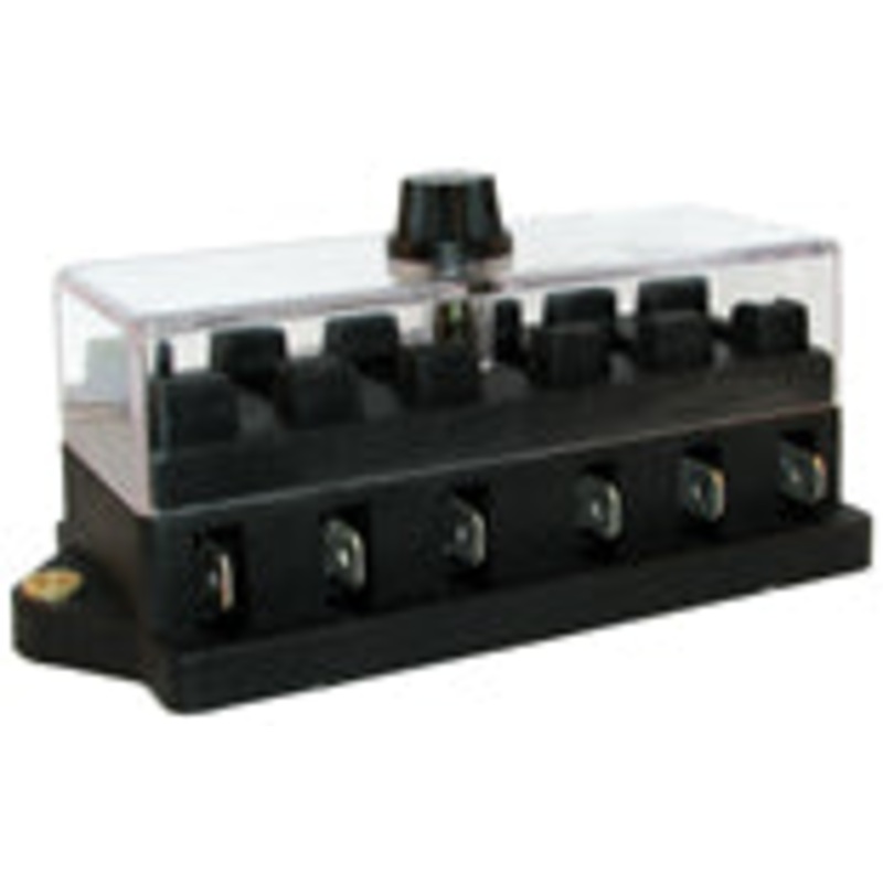 6 Way ATO / ATC Blade Fuse Block Panel w/ Cover