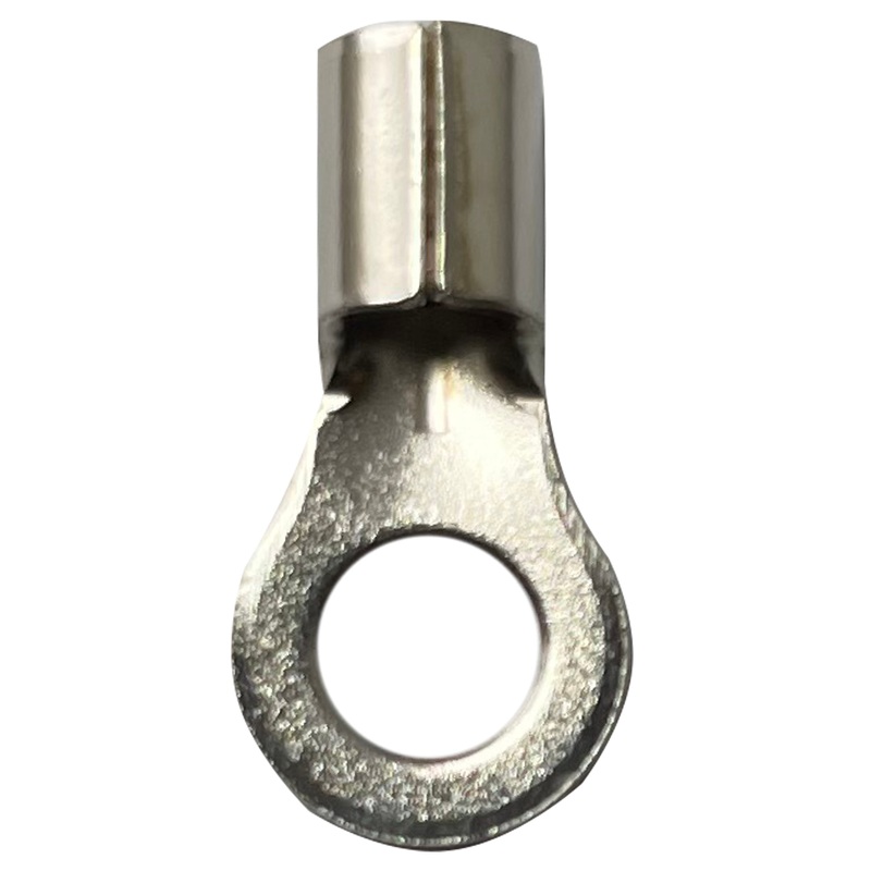 High Temperature Ring Terminals – 8 AWG, 1/4 Stud, Crimp, Non-Insulated, Nickel-Plated Steel – Made in USA – 100 Pack