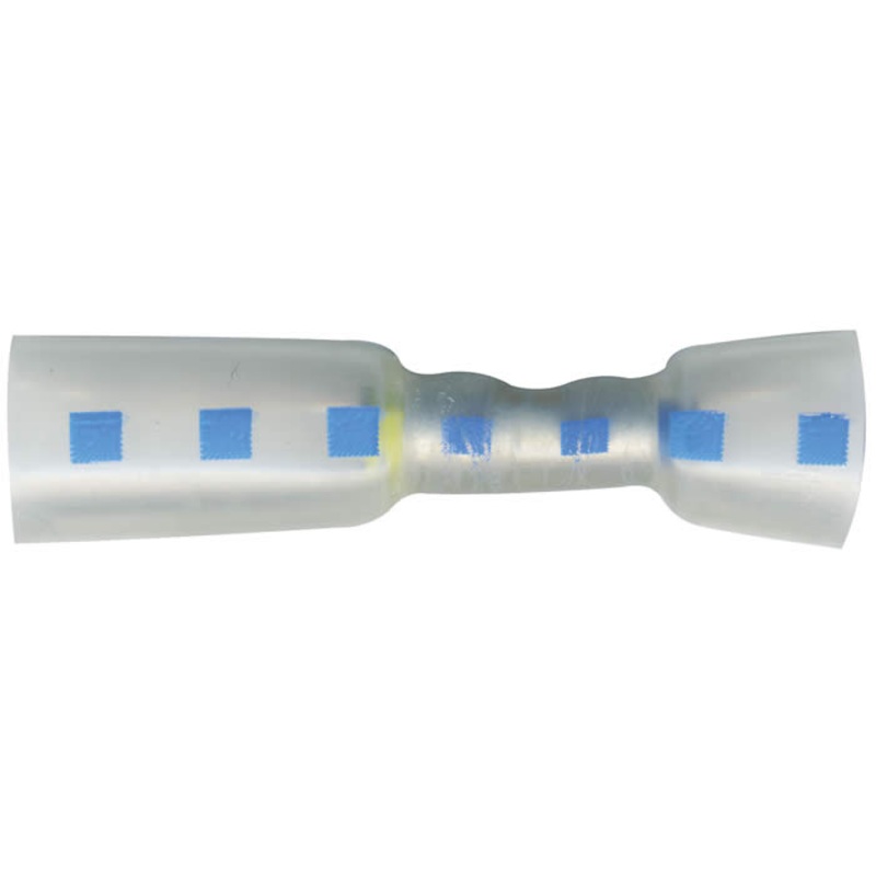 Hydralink Clear Heat Shrink & Crimp 2-1 In-Line Butt Connector 16-14 Gauge Blue Dash – 5 or 50 Pack
