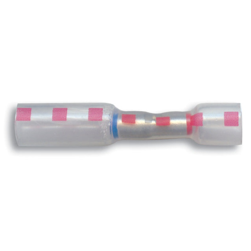 Hydralink Clear Heat Shrink & Crimp 2-1 In-Line Butt Connector 22-18 Gauge Red Dash – 5 or 50 Pack