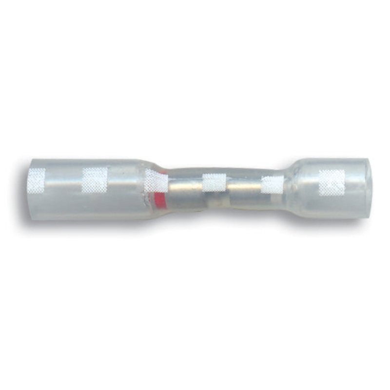 Hydralink Clear Heat Shrink & Crimp 2-1 In-Line Butt Connector 26-24 Gauge White Dash – 5 or 50 Pack