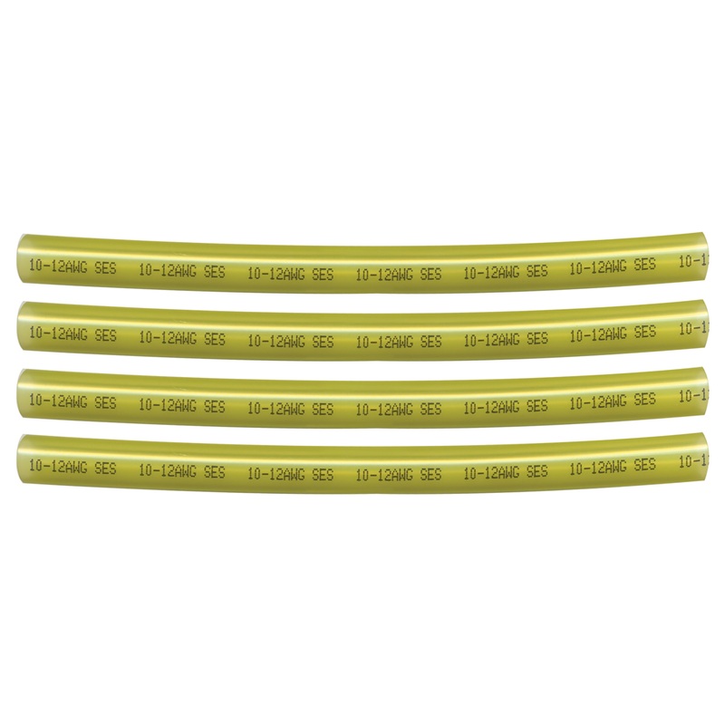 Tinted Semi-Rigid Adhesive-lined Heat Shrink Tubing 3:1 Yellow .360 ID 12-10 AWG – 12 Inch 4 Pack