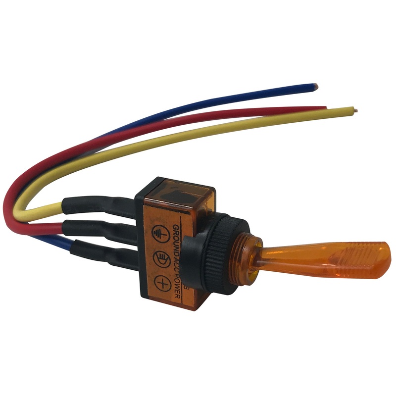 Universal Amber Illuminated ON / OFF Toggle Switch SPST – 12 Volt 10 Amp W/ 6 Inch Leads – 1 or 4 Pack