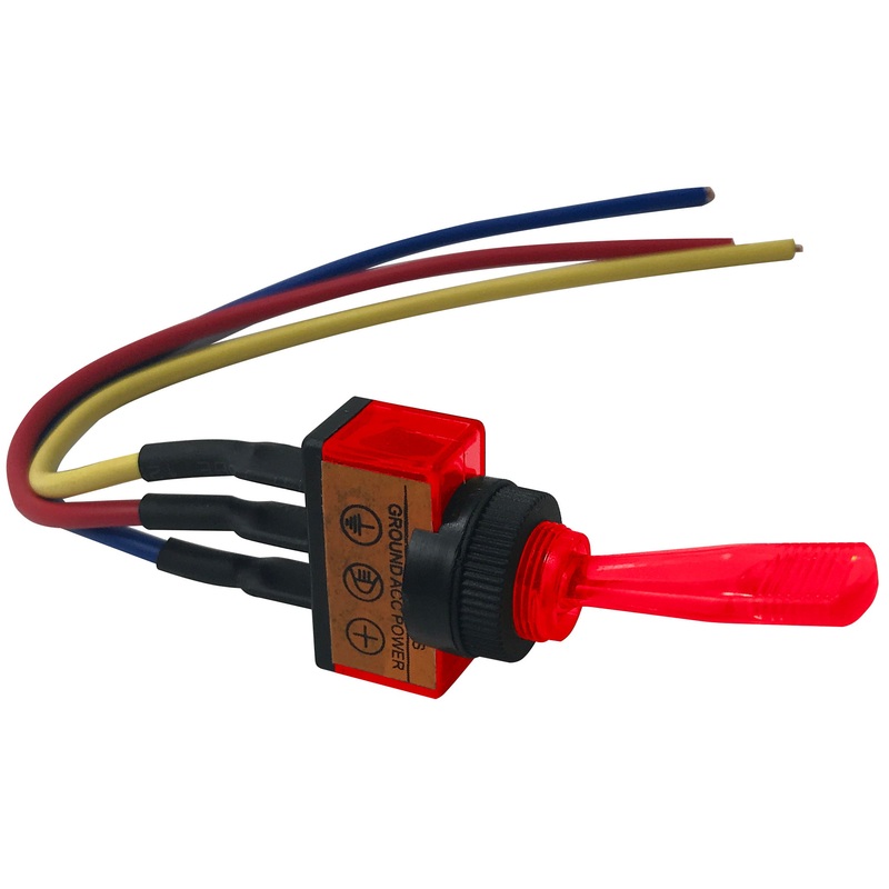 Universal Red Illuminated ON / OFF Toggle Switch SPST – 12 Volt 10 Amp W/ 6 Inch Leads – 1 or 4 Pack