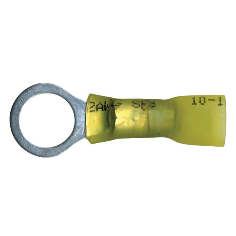 10-12 AWG Yellow Ring Terminals – 3/8 Stud Size – 10 to 500 Pack