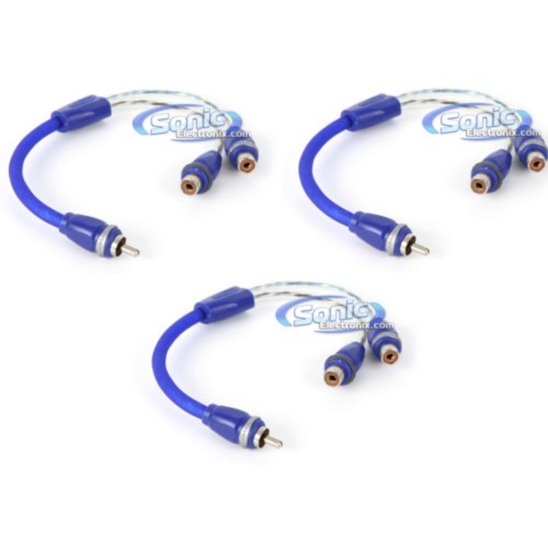 (3) RCA Y ADAPTOR 9 SUPER FLEX Audio Cables Twisted Pair (1) Male to (2) Female