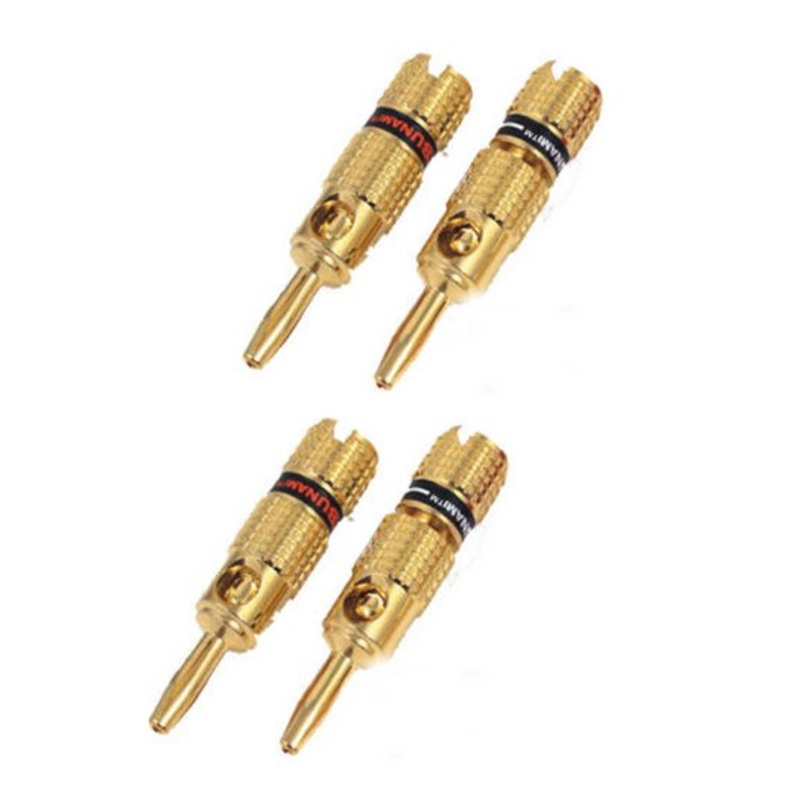4 Banana Plugs Tsunami SW700 Speaker Wire Dual 24k Gold 2 RED & 2 BLACK