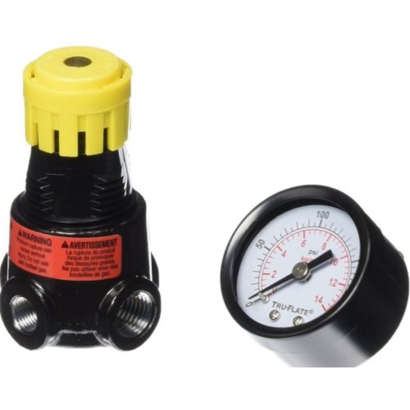 PLEWS Tru Flate 24-444 Mini Air Regulator & Gauge 1/4 Inch NPT
