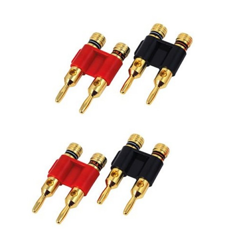 Tsunami SW300 Speaker Wire Dual 24k Gold Banana Plug 2 dual RED & 2 dual BLACK