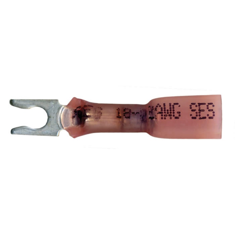 Multilink Heat Shrink Crimp & Solder Spring Spade Terminal 22-18 AWG #6 Stud – 10 to 500 Pack