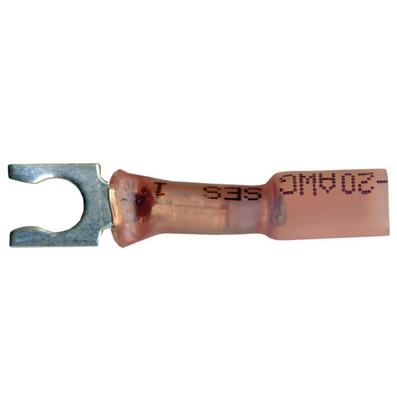 Multilink Heat Shrink Crimp & Solder Spring Spade Terminal 22-18 AWG #8 Stud – 10 to 500 Pack