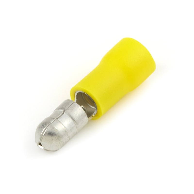 Vinyl Insulated Yellow Male Bullet Connector 12-10 Gauge .195 Tab – 100 Pack
