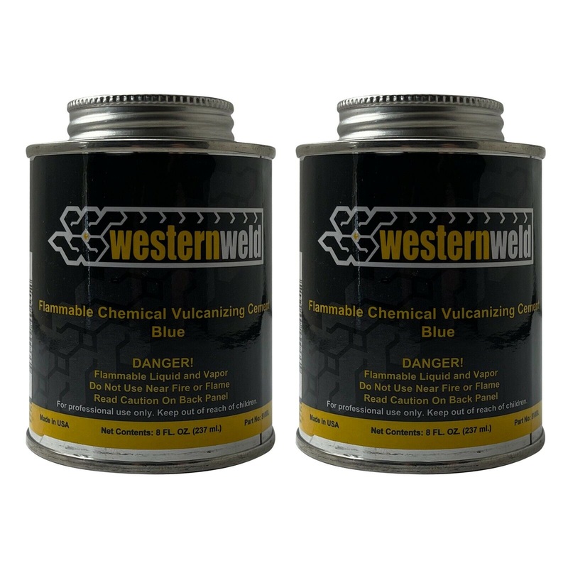 Western Weld Blue All Purpose Tire Repair Vulcanizing Cement Brush Can 8 oz – Pack of 2