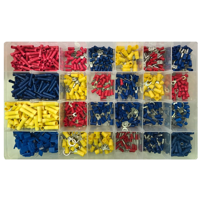 1000 Piece Master Solderless Crimp Vinyl Insulated Wire Terminal Connector Assortment Kit