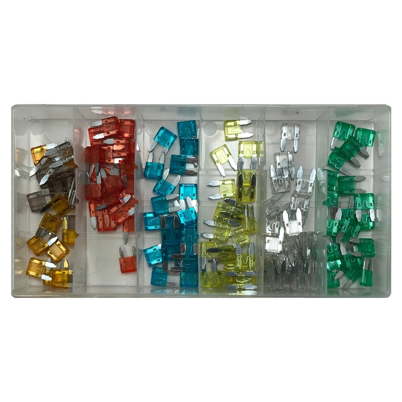 120 Piece Mini Blade Fuse Assortment Kit – 7 Different Amperages
