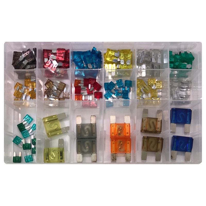 140 Piece Combination Mini ATM/MIN Standard ATO/ATC & Large Maxi Blade Fuse Assortment Kit