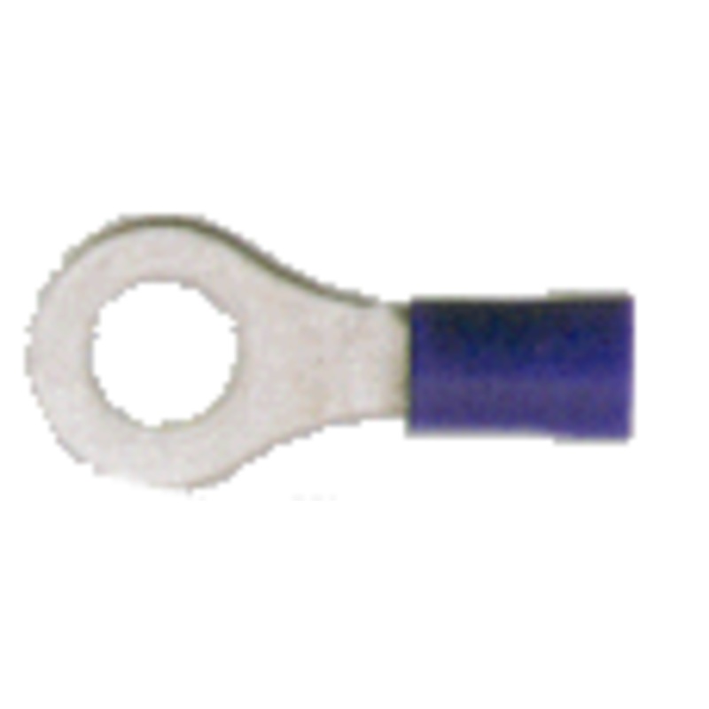 16-14 AWG Blue Ring Terminals – Vinyl Insulated – 1/4 Stud – 100 or 200 Pack